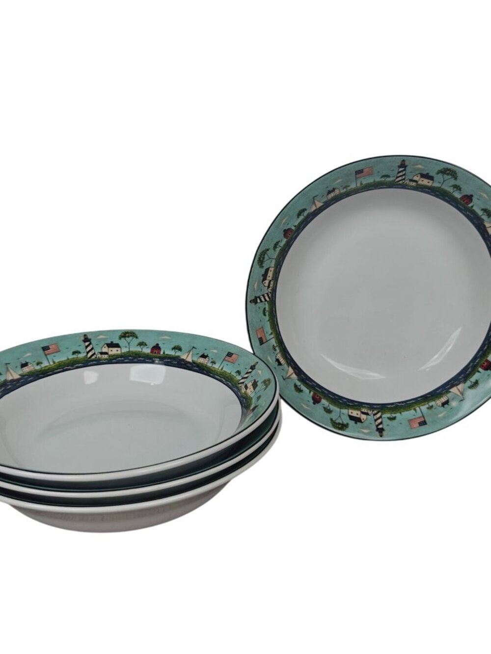 Warren Kimble Coastal Breeze Soup Salad Cereal Bowls 1998 8" Sakura Set Of 4